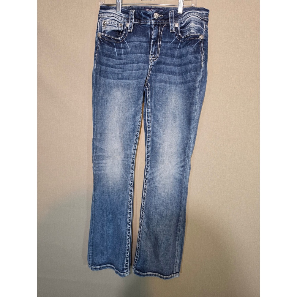 Miss Me Mid-Rise Bootcut Jeans 30 Blue Mountain Horseshoe Embroidery E371082R